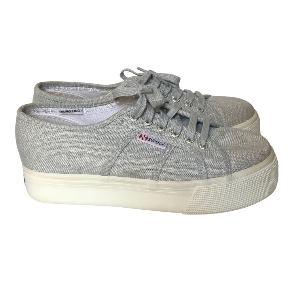 Superga linen light blue platform sneakers size 39